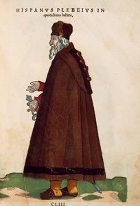 Spaanse man in alledaagse kleding uit Habitus Praecipuorum Popularum door Jost Amman (gravure) door Jost Amman