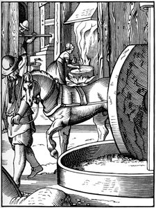 De productie van olie, 16e eeuw 1849 door Jost Amman