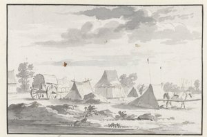 Uitzicht op een kampement van het leger van Willem III bij Leuven door Josua de Grave (circle of)