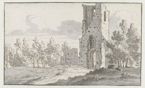 De ruïne van de kapel van Eik en Duinen bij Den Haag door Josua de Grave