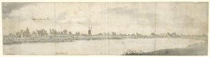 Gezicht op Kasteel Ooij, nabij Nijmegen, Noord-Brabant