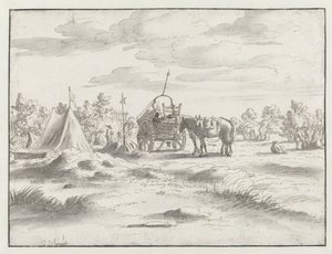 Gezicht op een kampement van het leger van Willem III bij Leuven