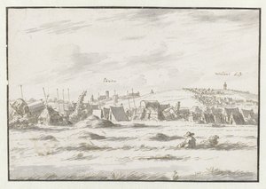 Gezicht op een kampement van het leger van Willem III bij Leuven