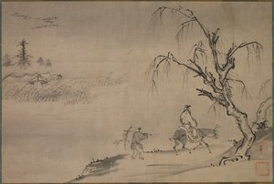 Chinese literatus in een herfstlandschap