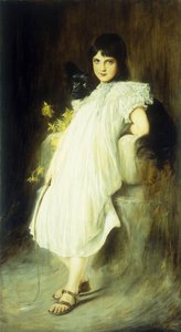 Portret van een Jong Meisje met haar Hond, 1908