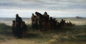 Vissers dragen een verdronken man door Jozef (1824 1911) Israels