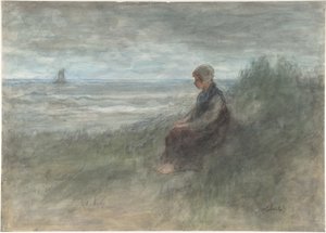 Meisje in de duinen door Jozef Israëls