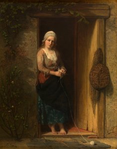 Ida, de dochter van de visser, in de deuropening door Jozef Israëls