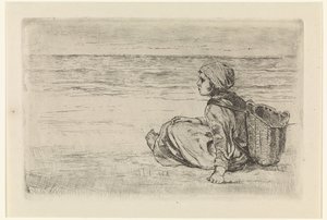 Meisje aan zee door Jozef Israëls