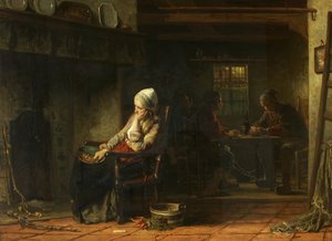 Een ongelukkige vrouw, of huiselijke zorgen, 1859 door Jozef Israëls
