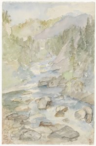 Berglandschap met beek door Jozef Israëls