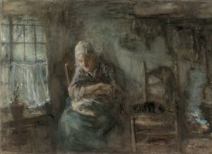Oude vissersvrouw door Jozef Israëls