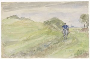 Ruiter op een landweg