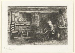 Twee figuren in een interieur