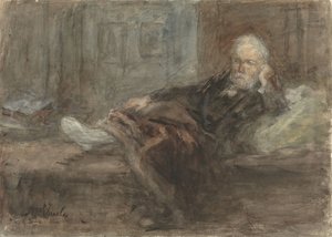 Zelfportret met zieke voet door Jozef Israëls