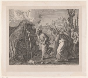 Mozes slaat water uit de rotsen door Jozef Karel De Meulemeester
