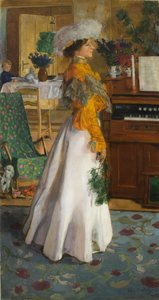 Portret van vrouw of zomerverblijf door Józef Mehoffer