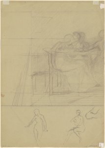 Studies van figuren (verso) door Jr. Enoch Wood Perry