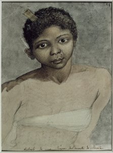 Portret van een zwarte vrouw uit de bergen van Manilla, gemaakt tijdens de expeditie naar de Filipijnen van Malaspina door Juan Ravenet