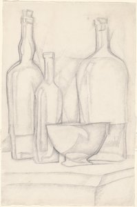 Flessen en kom door Juan Gris