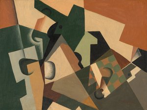Glas en dambord, ca. 1917 door Juan Gris