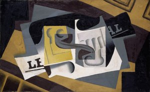 Glas en krant door Juan Gris
