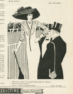 Illustratie van J Gris (1887-1927) in Le Lire, 02/10/09 - Mode, Hoed, Leven van de Rijken, Hippisme - Vrouwen door Juan Gris