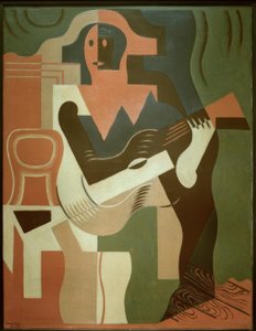 Zittende Harlekijn met Gitaar door Juan Gris