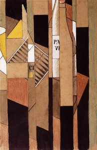 Stilleven met fles en sigaren, 1912 door Juan Gris