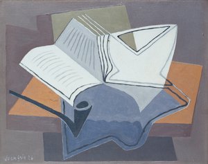 De pijp en het open boek door Juan Gris