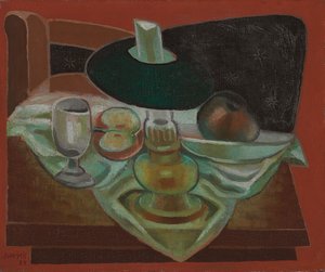 Onder de Lamp; Sous la lampe, 1925 door Juan Gris