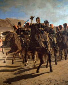 Generaal Jose de San Martin (1778-1850) met zijn staf inspecteert troepen bij Rancagua, Chili