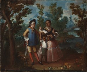 X. Van Spanjaard en Keer Terug, Houd Jezelf Hangend in de Lucht (X. De español y torna atrás, tente en el aire), c.1760 door Juan Patricio Morlete Ruiz