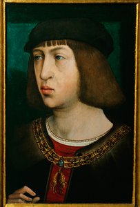 Philipp der Schoene, koning van Castilië, zoon van keizer Maximiliaan, vader van keizer Karel V ... (olieverf op eikenhout) door Juan de (attr. to) Flandes