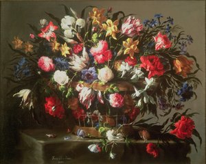 Mand met bloemen door Juan de Arellano