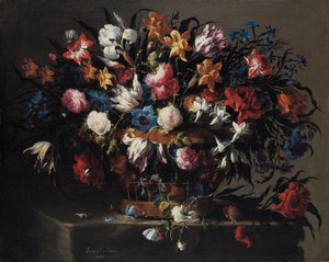 Klein mandje bloemen, 1671 door Juan de Arellano