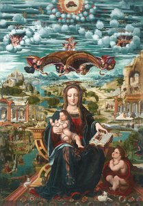 Maagd en kind met het kindje Sint Jan door Juan de Borgoña