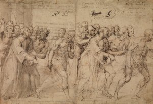 Studie voor Sint Stefanus die naar zijn martelaarschap wordt geleid, 1566 (recto) door Juan de Juanes Juan de Juanes