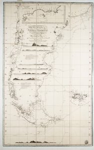 Kaart van Chili, Patagonië, Tierra del Fuego en de Falklandeilanden, c.1798 (gravure)