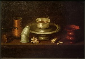 Stilleven met cacaokopje door Juan de Zurbaran