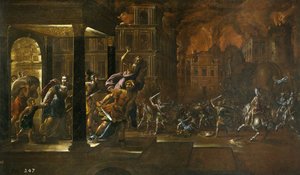De brand van Troje, midden 17e eeuw door Juan de la Corte