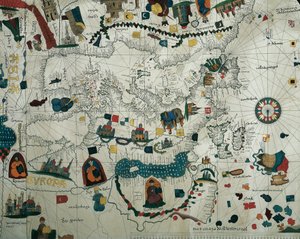 Europa, van een 19e-eeuwse kopie van het nautische planisfeer door Juan de la Cosa door Juan de la Cosa