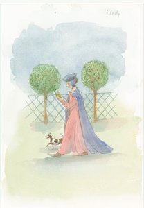 Een middeleeuwse dame in een tuin, 2004 door Judith Dobie