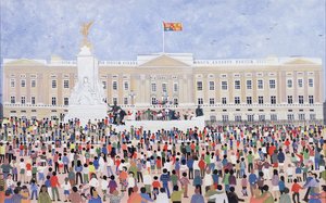 Mensenmassa rond het paleis, 1995 door Judy Joel