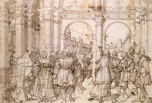 De zelfmoord van Lucretia, begin 16e eeuw door Jörg Breu the Elder