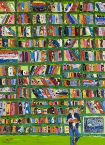 Kleurrijke bibliotheeklezer