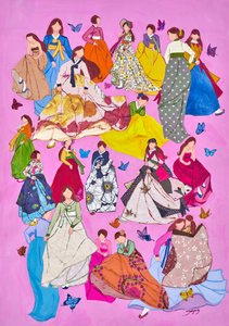 Kleurrijke vrouwen in hanbok door Jukyong Park