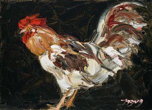 Levendige impasto-haan door Jukyong Park