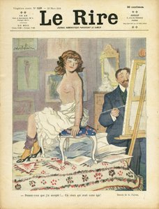 Illustratie door Abel Faivre (1867-1945) voor de omslag van Le Rire, 22/03/13 - Kunst, Naaktheid - Schilders, Model door Jules Abel Faivre