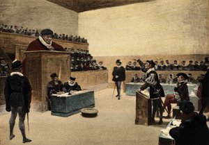 Rechter Pantagruel in het proces tussen de heren van Humevesne en Baisecul. Pantagruel. Illustratie door Jules Garnier. in "Rabelais et l